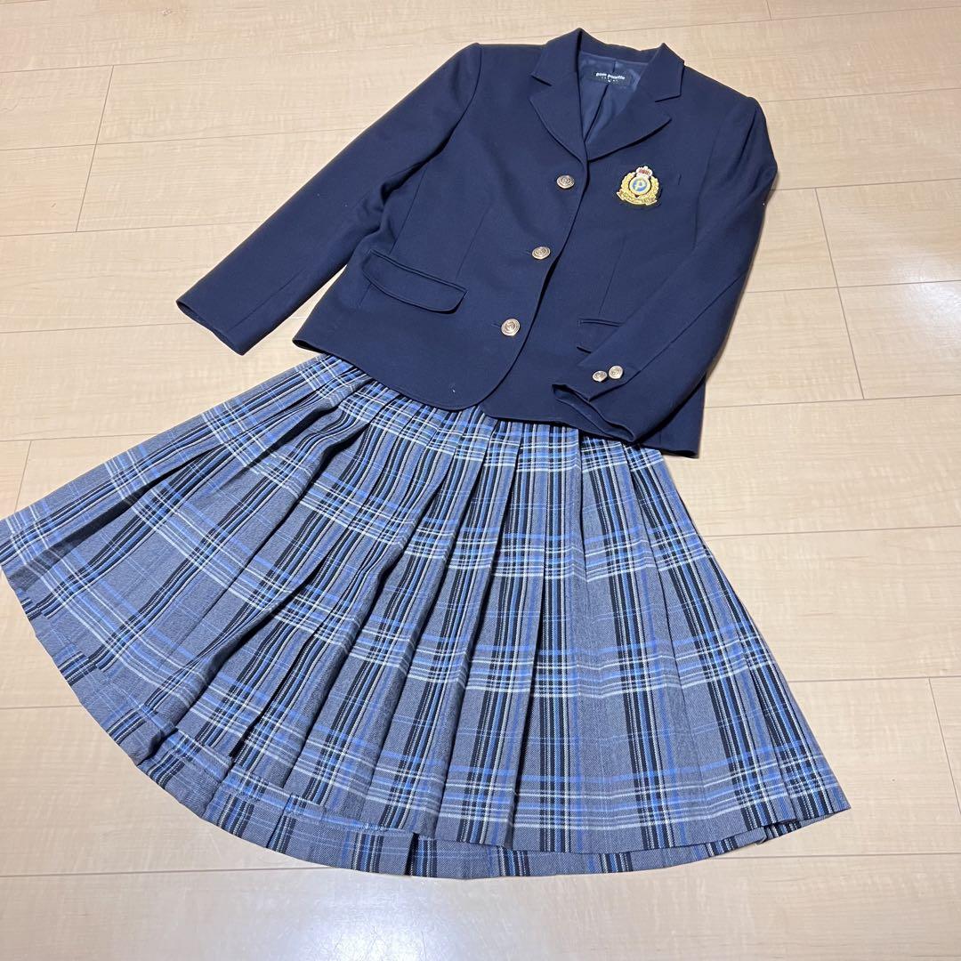 【美品】ポンポネット　スカート　セットアップ　紺ブレ　金ボタン　ワッペン付き