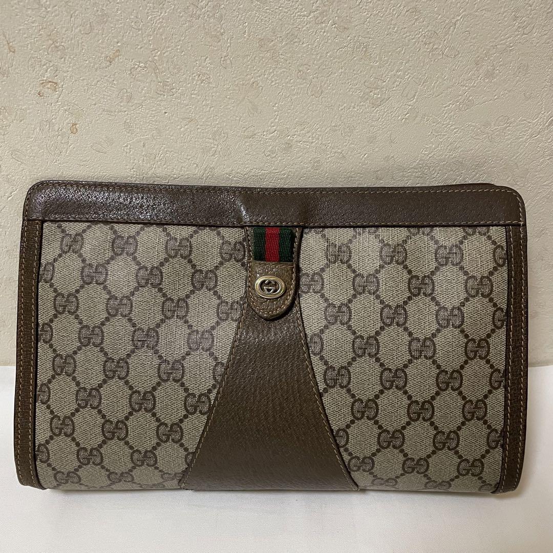 匿名配送❗️GUCCI オールドグッチ　クラッチバッグ　GG柄