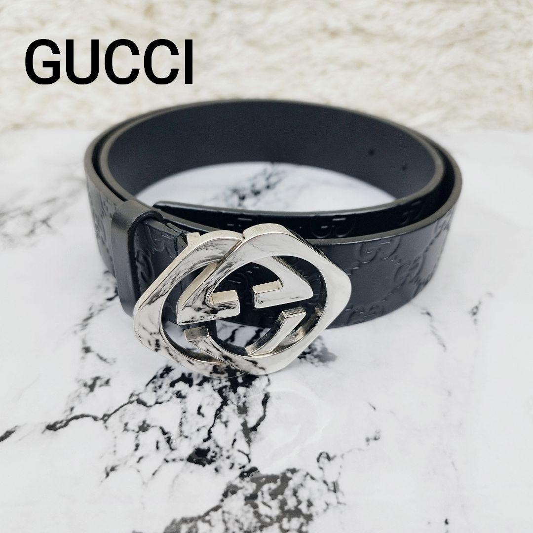 【美品&希少】グッチ ベルト マーモント GGバックル シルバー金具 グッチシマ