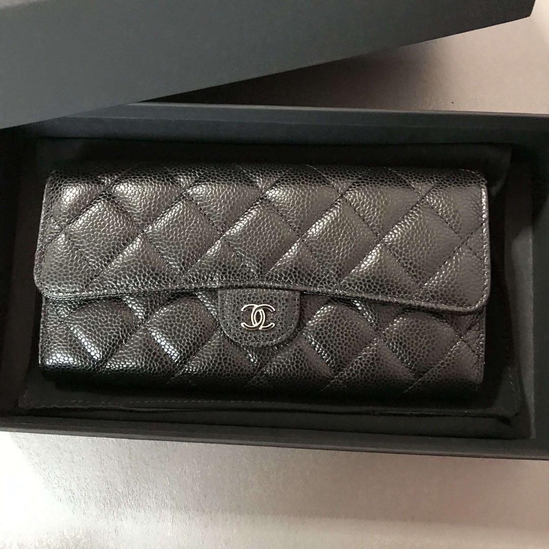 【即日発送】CHANEL キャビアスキン マトラッセ 長財布 ブラック